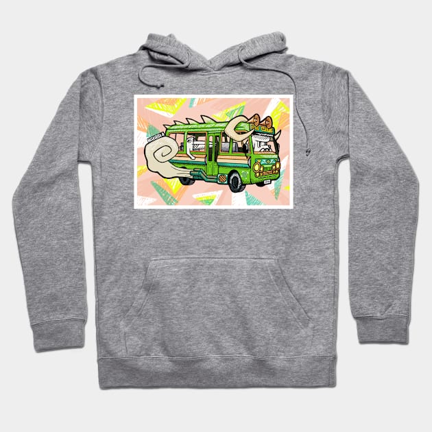 Green Devil Bus Hoodie by matiasreba